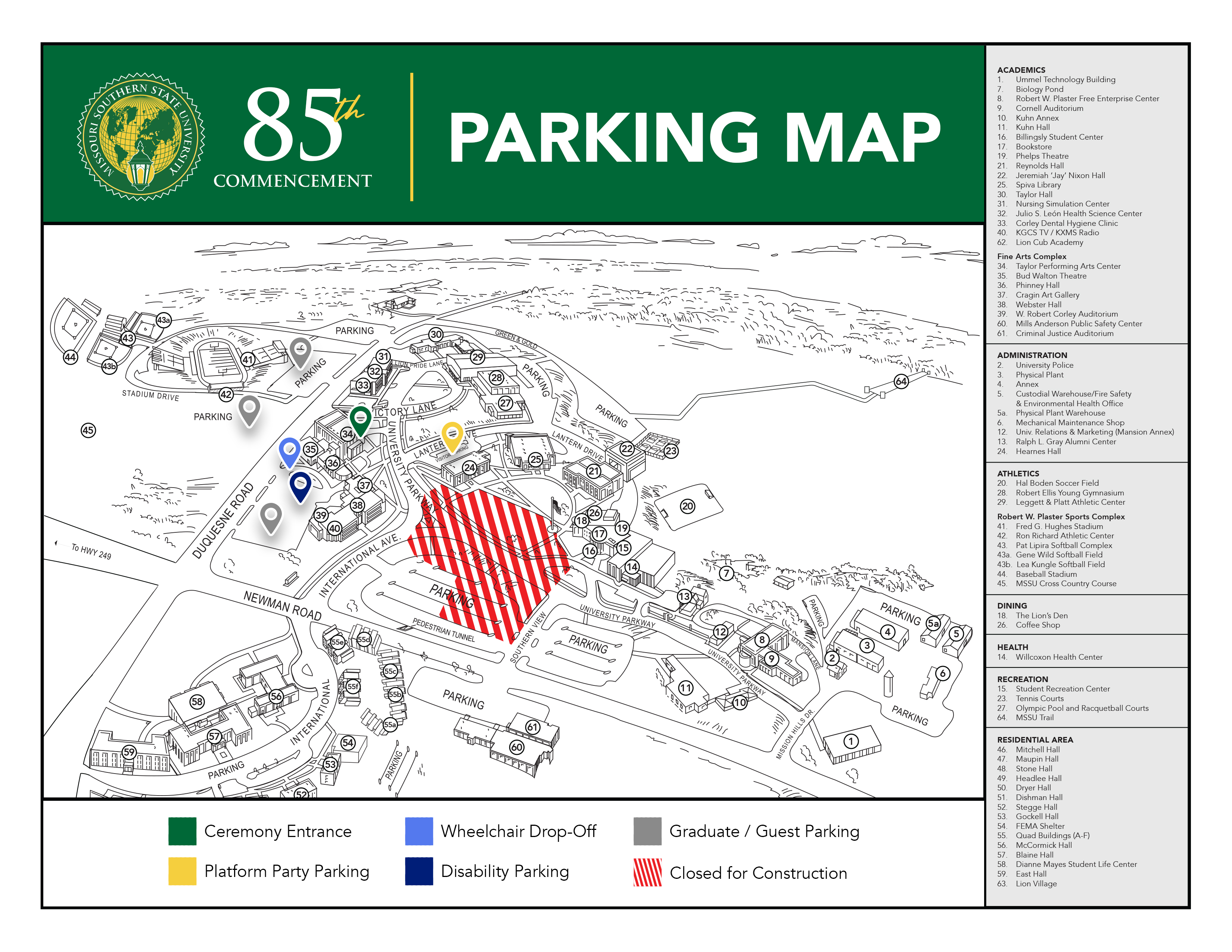 Commencement Parking Map December 2025